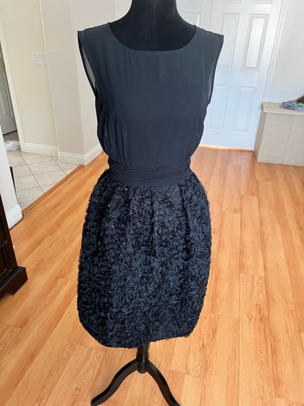 French Connection Black Dress with Rosette Detail